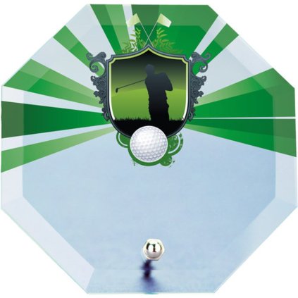 Skleněná trofej s potiskem CRP0002M33 | Golf (Výška cm 10, Laserové gravírování Laserové gravírování 90, UV HQ tisk UV tisk sklo 90)