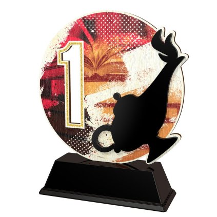 Dřevěná trofej PWT001M16 | Quiz (Výška cm 15, Barva bronz, Štítek na pohár 79x20)