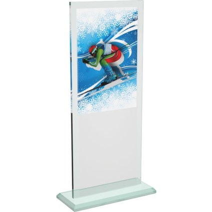 Skleněná trofej CRT20001M11 | Sjezdové lyžování (Výška cm 21, Laserové gravírování Laserové gravírování 90, UV tisk sklo UV tisk sklo 90)