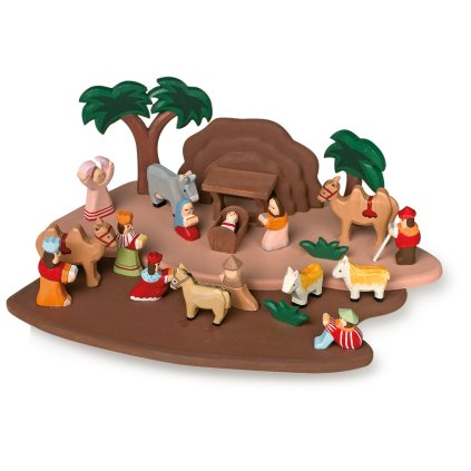 Dětský dřevěný betlém s figurkami