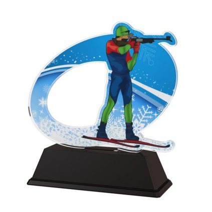 Akrylátová trofej ACLC001M6 | Biatlon (Výška cm 11, Štítek na pohár 79x20)