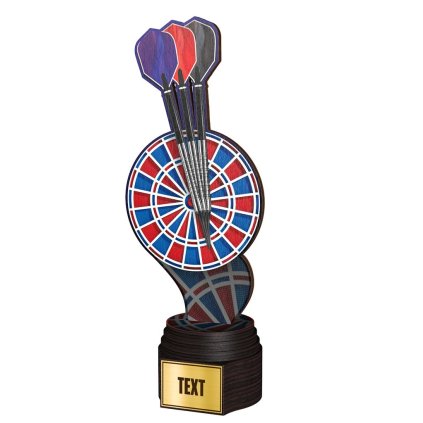 Dřevěná trofej ACTCW029 | Šipky (Výška cm 24,5, Štítek na pohár 38x30 D)