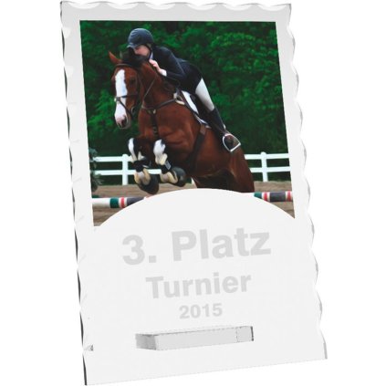 Skleněná trofej CR4244M30 | Jezdectví (Výška cm 20, Laserové gravírování Laserové gravírování 90, UV tisk sklo UV tisk sklo 90)