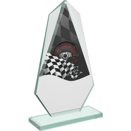 Skleněná trofej CRT20008M11 | Motorsport (Výška cm 19,5, Laserové gravírování Laserové gravírování 90, UV tisk sklo UV tisk sklo 90)