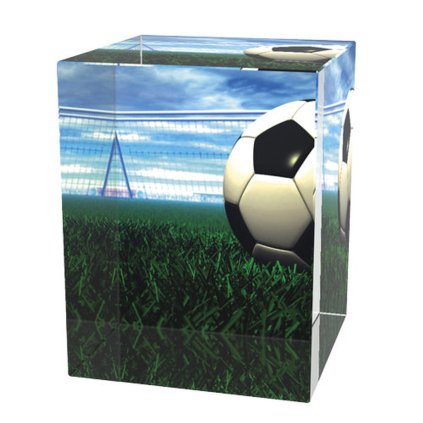Skleněná trofej CR3065M2 | Fotbal (Výška cm 8, UV tisk sklo UV tisk sklo 90, Laserové gravírování Laserové gravírování 90)