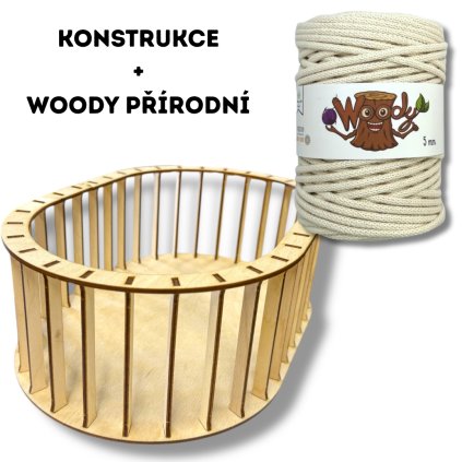Sada - Konstrukce pro vyplétaný košík s přírodní přízí