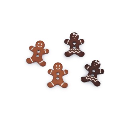 Knoflík imitující perníčky (Varianta 1 (504001) hnědá koňak chlapec, Balení 2 ks)