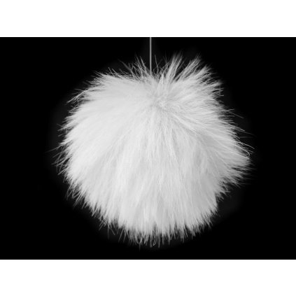 Kožešinová bambule s poutkem Ø8 cm (Varianta 2 krémová nejsvět., Balení 1 ks)