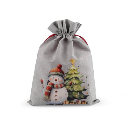 Vánoční dárkový pytlík sněhulák 30x40 cm