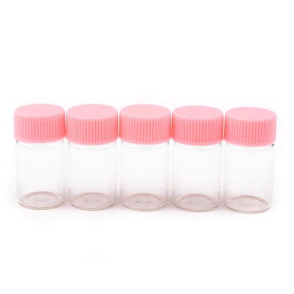 Skleněná lahvička s plastovým víčkem 20x40 mm (Varianta 2 pink transparent, Balení 20 lahv.)