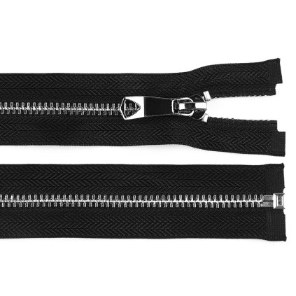 Kovový zip No 5 délka 50 cm s ozdobným jezdcem (Varianta 3 černá černý nikl, Balení 1 ks)