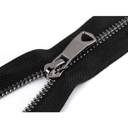 Kovový zip No 5 délka 20 cm s ozdobným jezdcem (Varianta 1 černá stříbrná, Balení 1 ks)