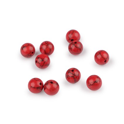 Tyrkys červený syntetický, minerální korálky Ø10 mm