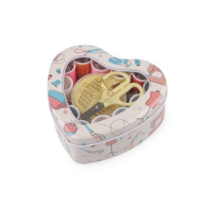 Sada na šití v plechové krabičce (Varianta 2 tyrkys sv. srdce, Balení 1 ks)