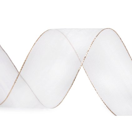 Monofilová stuha s lurexem šíře 40 mm (Varianta 100 bílá zlatá, Balení 20 m)