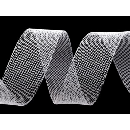 Modistická krinolína na vyztužení šatů a výrobu fascinátorů šíře 2,5 cm (Varianta 1 (CC01) bílá transparent, Balení 22.5 m)