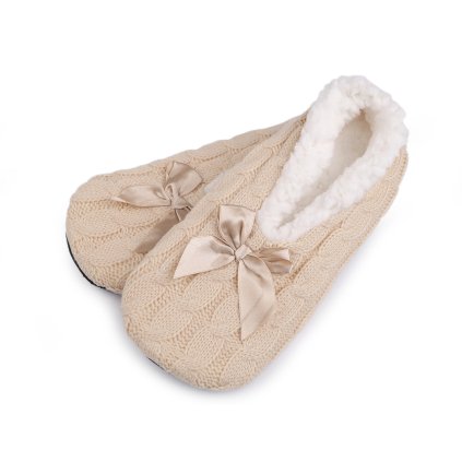 Dámské zimní balerínky s protiskluzem (Varianta 13 (vel. 35-38) Off White, Balení 1 pár)