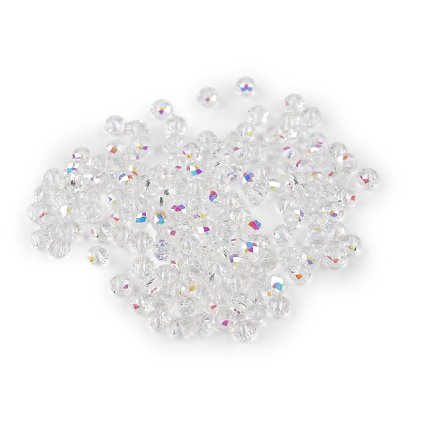 Skleněné korálky broušené ohňovky 4 mm s AB efektem (Varianta 3 pudrová AB, Balení 1 sáček)