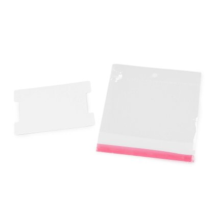 Papírová karta na náramky, gumičky se sáčkem s eurozávěsem 6,2x9,3 cm (Varianta 1 bílá, Balení 200 ks)