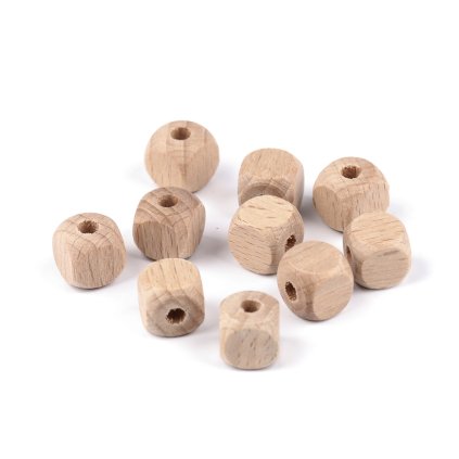 Dřevěné korálky kostka 12x12 mm (Varianta přírodní stř., Balení 1000 ks)