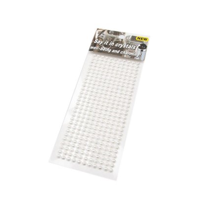 Samolepicí perly na lepicím proužku Ø4 mm (Varianta 1 bílá mléčná, Balení 12 karta)