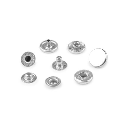 Kovové druky Ø12 mm na středně silné látky, z nerezové oceli (Varianta 1 nikl, Balení 50 sada)