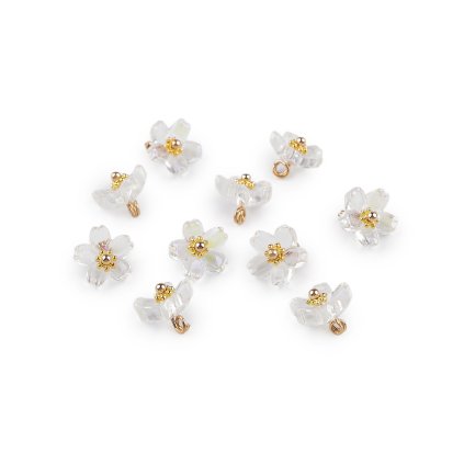 Plastové korálky / přívěsky květ k výrobě bižuterie a přívěsků Ø10 mm (Varianta 1 transparent AB, Balení 10 ks)