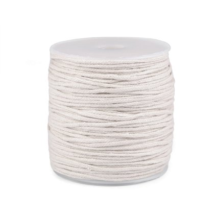 Oděvní šňůra / bavlněná příze / knot Ø2 mm splétaná (Varianta režná světlá, Balení 100 m)