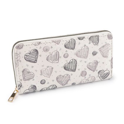 Dámská / dívčí peněženka srdce 10x19 cm (Varianta 1 krémová nejsvět., Balení 1 ks)