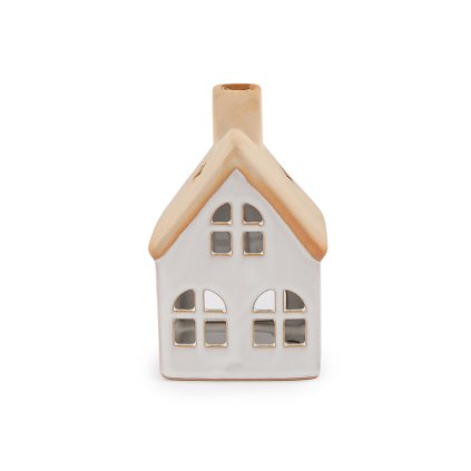 Keramická chaloupka / domeček na svíčku (Varianta 1 bílá béžová, Balení 1 ks)