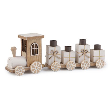 Vánoční dřevěný vláček adventní svícen