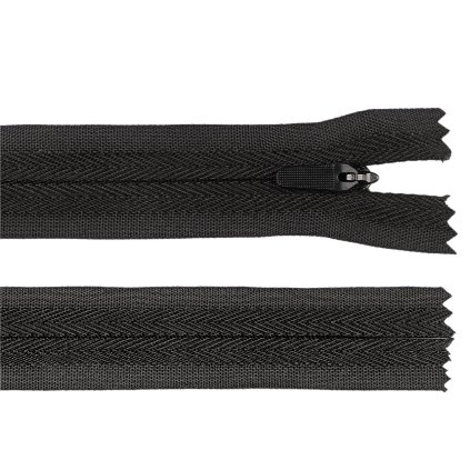 Spirálový zip skrytý No 3 délka 25 cm na outdoorové oděvy a doplňky, semi-autolock (Varianta 101 bílá, Balení 1 ks)