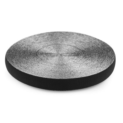 Pruženka s rypsovým vzorem a lurexovým okrajem šíře 25 mm (Varianta 1 černá stříbrná, Balení 43.2 m)