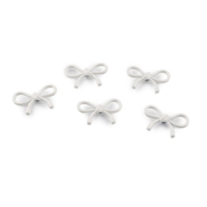 Kovové korálky / přívěsky mašle 13x20 mm (Varianta 1 bílá, Balení 5 ks)