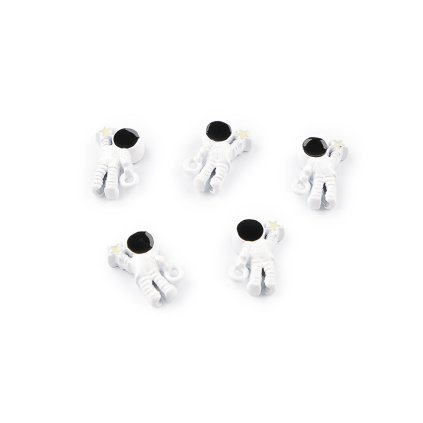 Kovový přívěsek / korálek kosmonaut 9x13 mm (Varianta 1 bílá, Balení 5 ks)