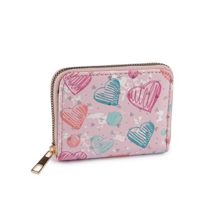 Dívčí peněženka srdce 9x11 cm (Varianta 1 růžová sv., Balení 1 ks)