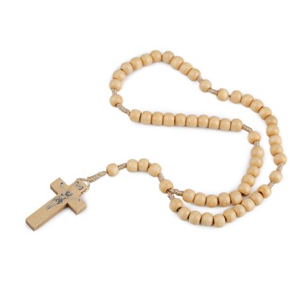 Růženec dřevěný na drhaných šňůrkách (Varianta 1 přírodní sv., Balení 1 ks)