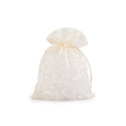 Dárkový pytlík vyšívaný 13x18 cm (Varianta 1 bílá, Balení 10 ks)