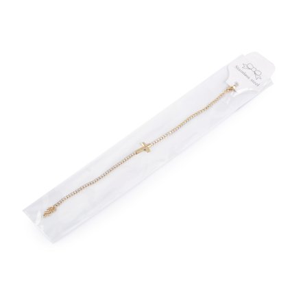 Štrasový náramek z nerezové oceli křížek