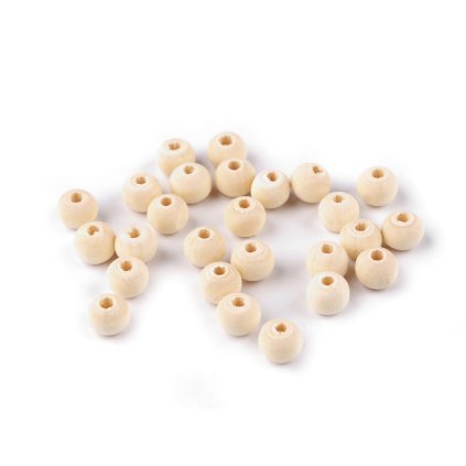 Dřevěné korálky nelakované Ø8 mm (Varianta přírodní sv., Balení 1000 g)