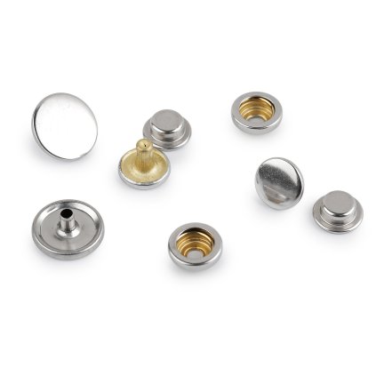 Oboustranné kovové druky Ø15 mm na silné látky nerezové (Varianta 1 nikl, Balení 50 sada)