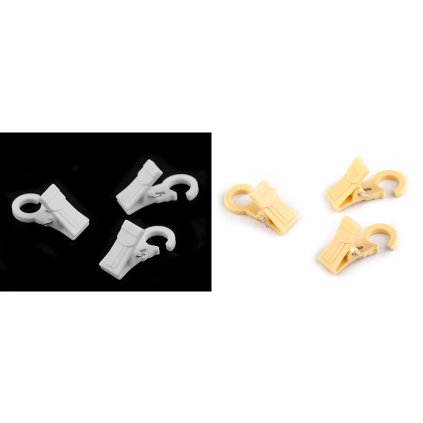 Žabky na záclony plastové s háčkem (Varianta 1 bílá mléčná, Balení 10 ks)