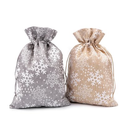 Vánoční dárkový pytlík vločky brokátový 20x30 cm (Varianta 1 stříbrná tmavá, Balení 10 ks)