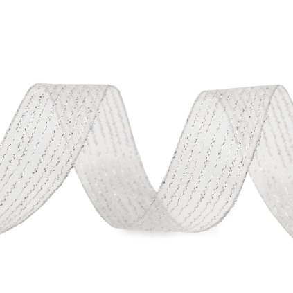 Stuha s lurexem šíře 25 mm (Varianta 302 stříbrná, Balení 10 m)