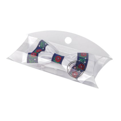 Saténový motýlek folklor hand made, délka 12 cm (Varianta 1 bílá modrá, Balení 1 ks)