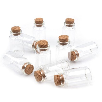Skleněná lahvička s korkem 20x40 mm (Varianta transparent, Balení 20 lahv.)