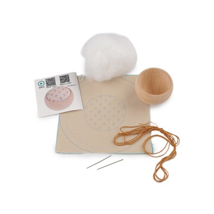 Kreativní sada na výrobu jehelníčku s dřevěným podstavcem (Varianta 3 režná světlá, Balení 1 sada)