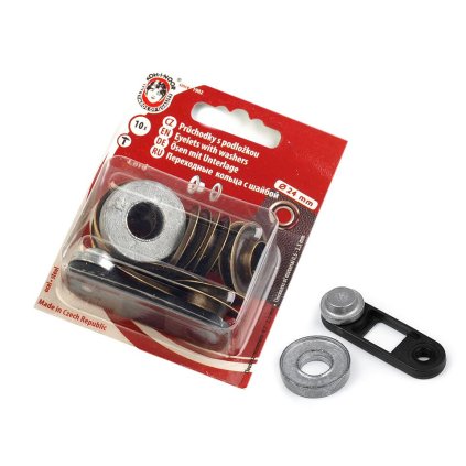 Průchodky s podložkou vnitřní Ø12 mm / vnější Ø24 mm (Varianta staromosaz, Balení 1 blistr)