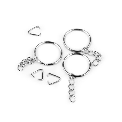 Kroužek na klíče Ø25 mm s řetízkem a spojkou