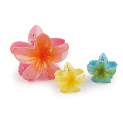 Skřipec do vlasů květ sada 2+1 ks (Varianta 1 růžová sv., Balení 1 sada)